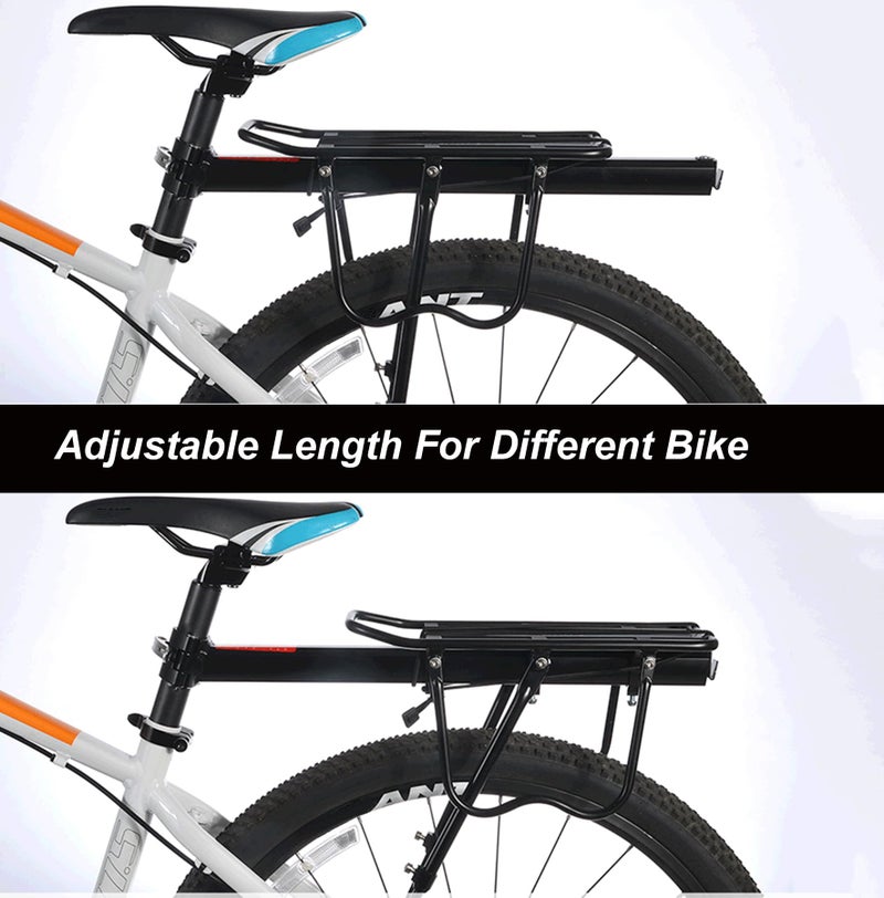Dirza Rear Bike Rack Bicycle Cargo Rack Quick Release Adjustable Alloy Bicycle Carrier 115 lbs Capacity Easy to Install Black - Image 3